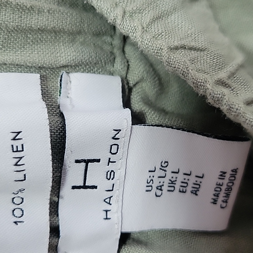 H by Halston Green 100% Linen Joggers L - Picture 3 of 10